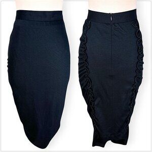Moschino Cheap and Chic Vintage Black Stretch Knit Ruffle Back Pencil Skirt 8